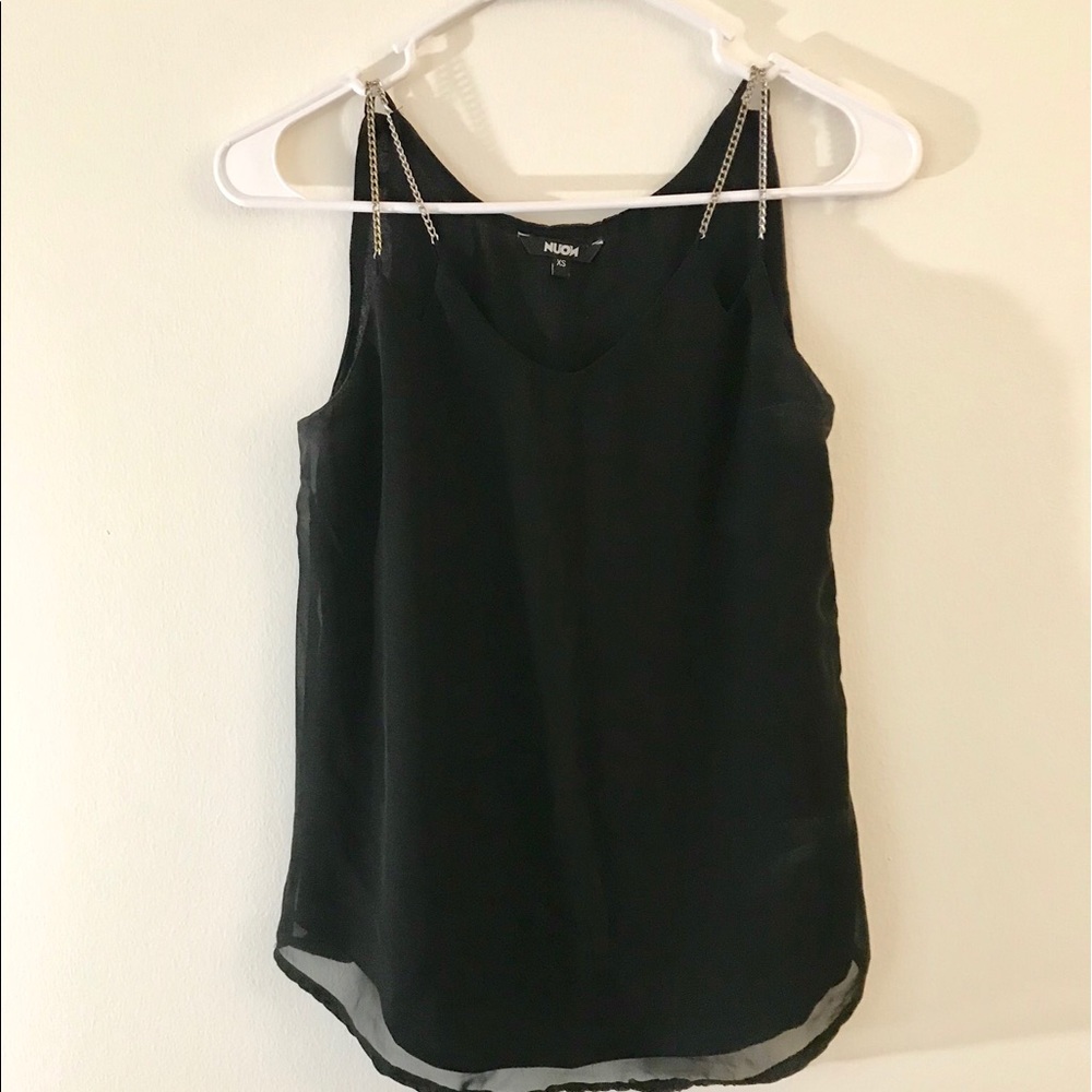 Black tank top with chain details